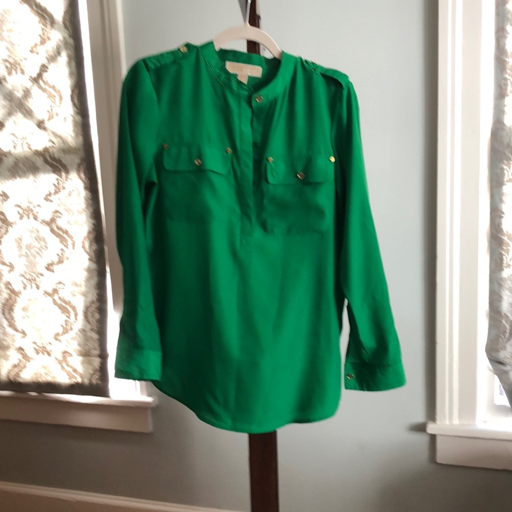 Michael Kors kelly green blouse, size small